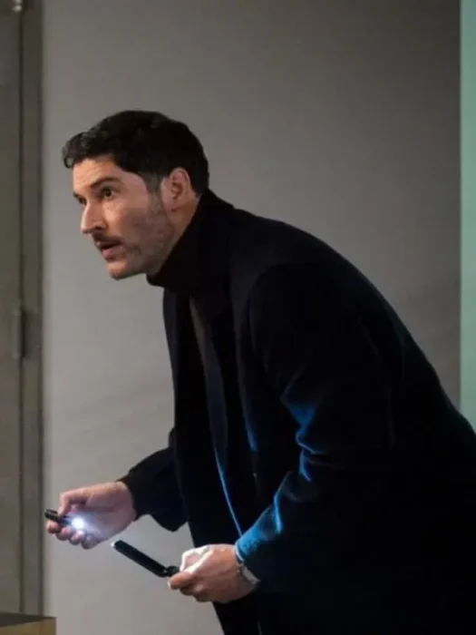 Hart Hoxton CIA Tom Ellis Blue Wool Coat