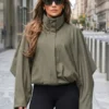 Jennifer Lopez NYC Olive Green Draped Jacket