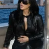 Kim Kardashian 2026 Monaco Grand Prix Black Leather Jacket