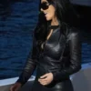 Kim Kardashian Monaco Grand Prix Black Leather Jacket