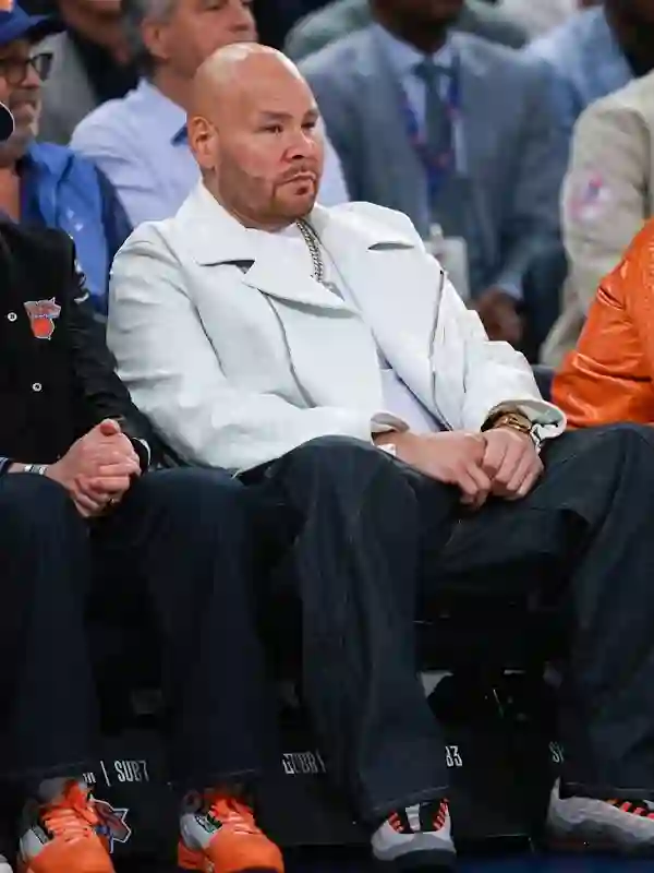 Knicks vs. Cavaliers Game 2 Fat Joe White Biker Jacket
