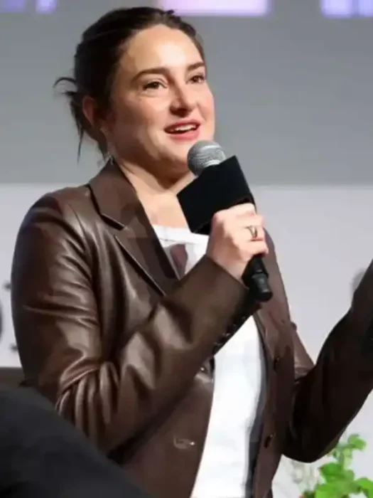 LA 2026 Shailene Woodley Brown Leather Coat