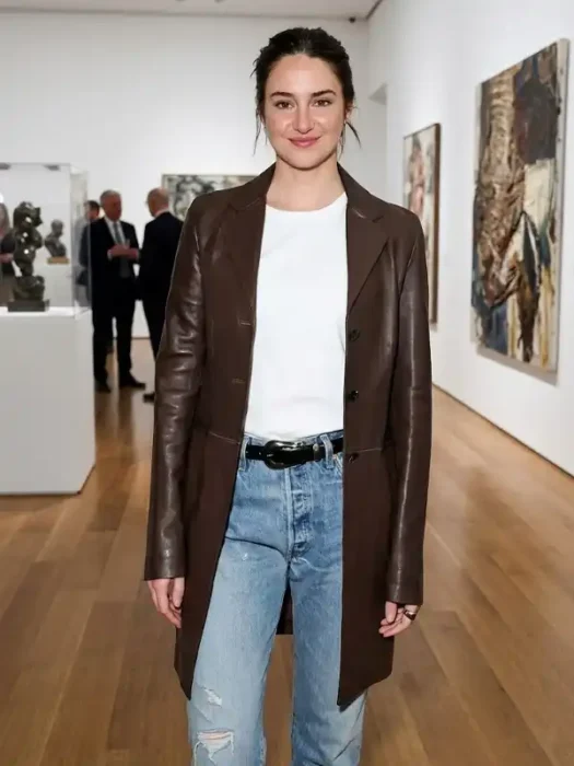LA 2026 Shailene Woodley Leather Coat