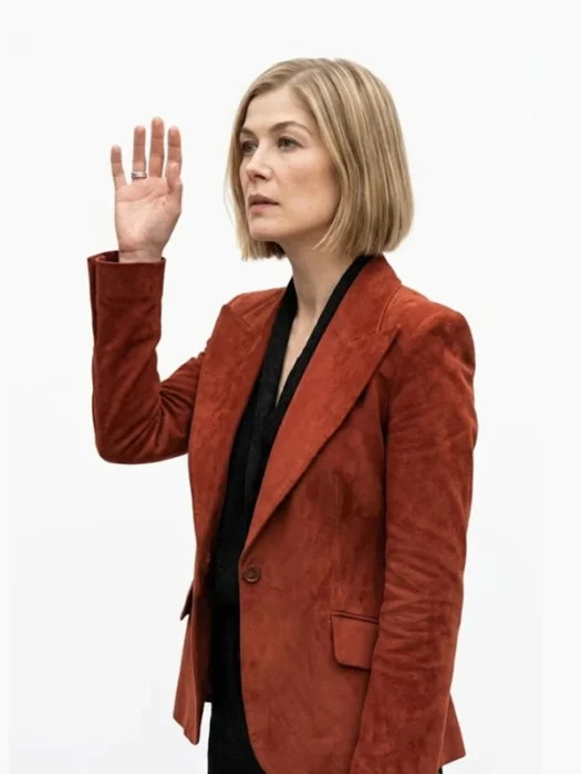 Ladies First 2026 Rosamund Pike Alex Fox Suede Blazer