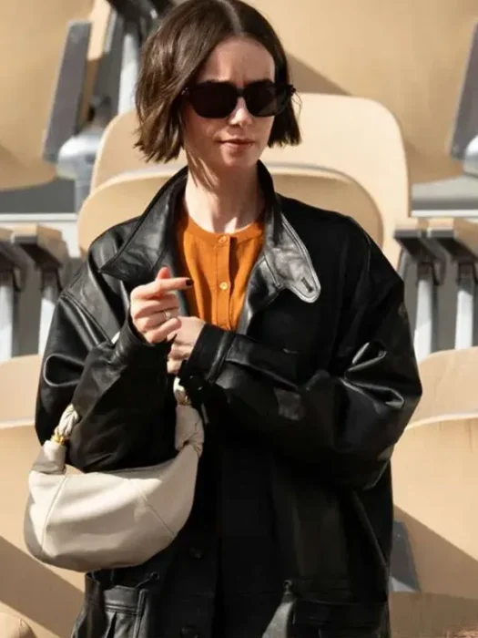 Lily Collins French Open Black Jacket