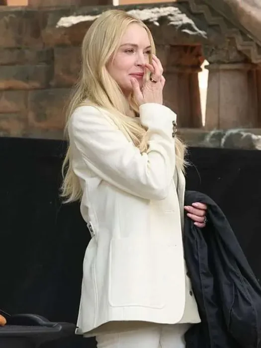 Lindsay Lohan Count Me Lies Off White Blazer