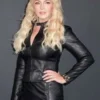Lindsay Lohan Gucci Cruise Show Black Leather Jacket