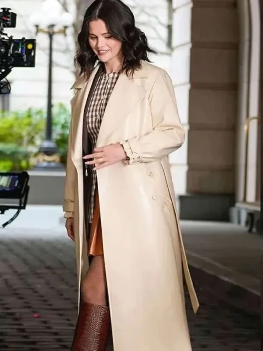 Mabel Mora Only Murders In The Building Selena Gomez Beige Leather Coat