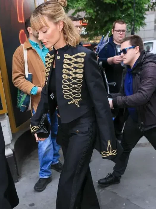 Margot Robbie Black Military Jacket