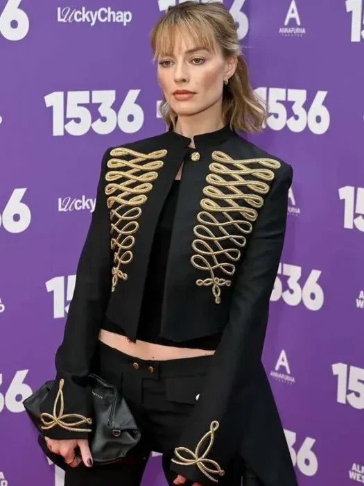 Margot Robbie Military Black Jacket