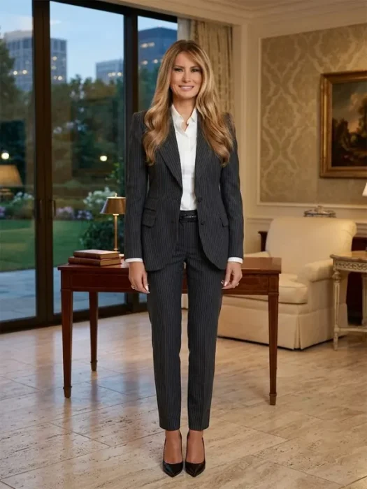 Melania Trump 2026 Pinstripe Suit