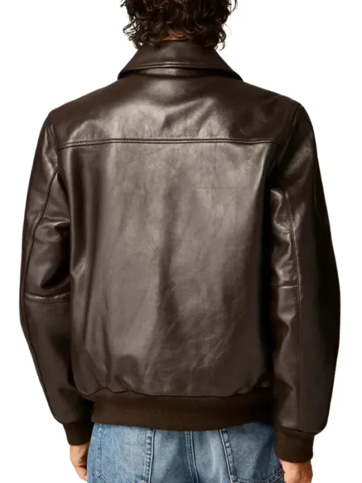 Men’s Aviator A2 Vintage Brown Leather Bomber Jacket Back