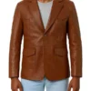 Men’s Brown Lapel Leather Blazer