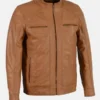 Men’s Brown Leather Biker Jacket