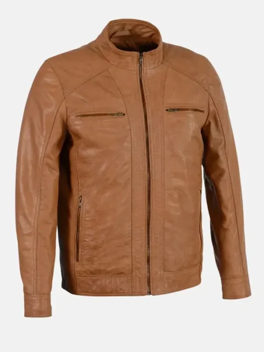 Men’s Brown Leather Biker Jacket