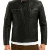 Mens Cafe Racer Retro Black Biker Jacket