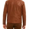 Mens Cafe Racer Retro Slim Fit Brown Leather Jacket