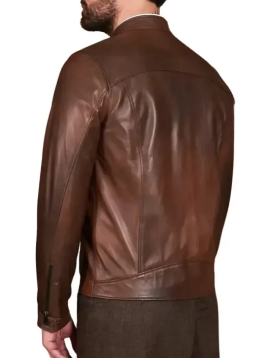 Men’s Chocolate Brown Biker Leather Jacket Back