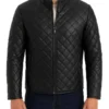 Mens Classic Quilted Black Leather Jacket