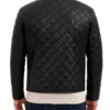 Mens Classic Quilted Black Leather Jacket Back