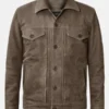 Men’s Classic Suede Brown Bomber Jacket