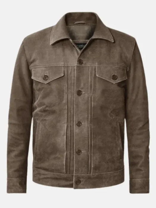 Men’s Classic Suede Brown Bomber Jacket