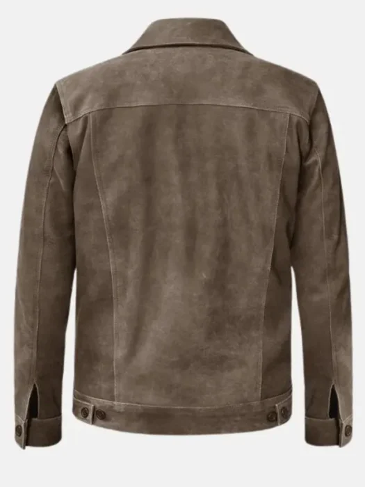 Men’s Suede Classic Brown Bomber Jacket Back