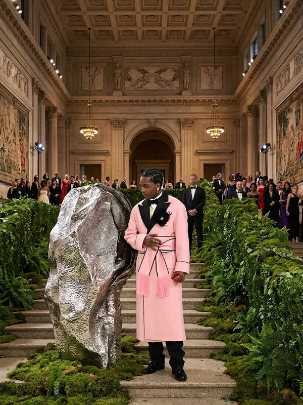 Met Gala 2026 ASAP Rocky Pink Coat front
