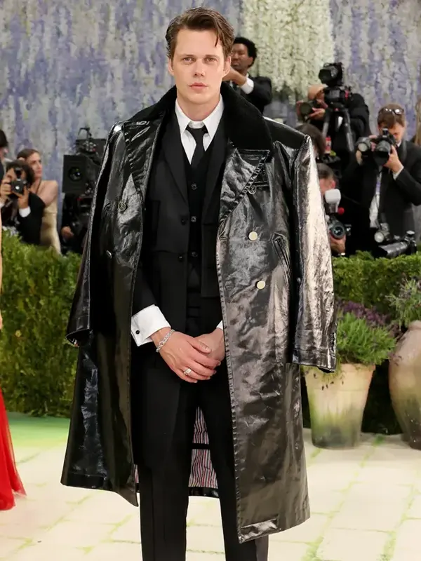 Met Gala 2026 Bill Skarsgard Black Leather Coat