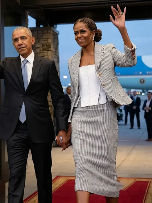 Michelle Obama White Grey Jacket Blazer