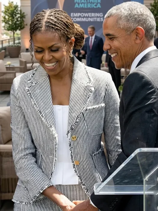 Michelle Obama White and Grey Blazer