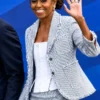 Michelle Obama White and Grey Jacket