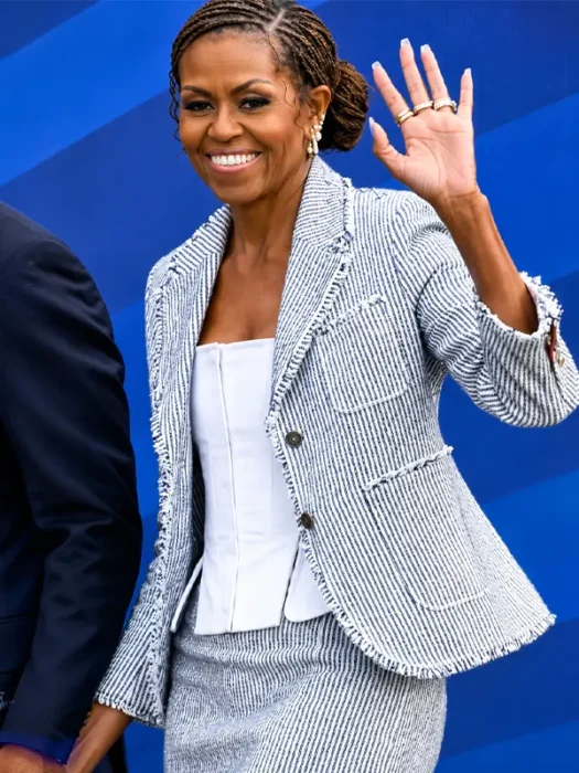 Michelle Obama White and Grey Jacket