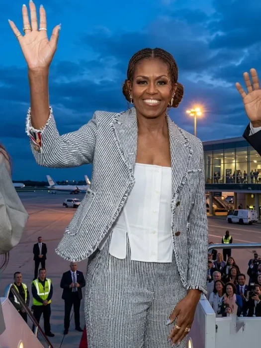 Michelle Obama White and Grey Jacket Blazer