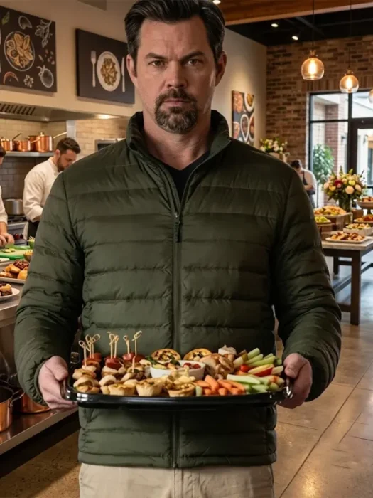 Miss You, Love You 2026 Andrew Rannells Green Puffer Jacket