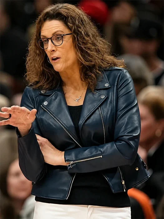 NBA Coach Stephanie White Black Biker Jacket
