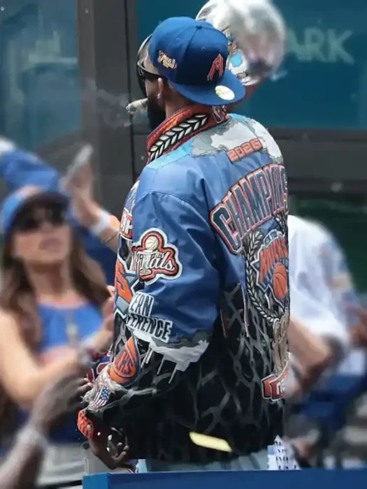 NY Knicks Championship Parade 2026 Karl-Anthony Towns Jacket Back