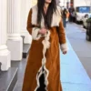 NYC 2026 Danielle Vasinova Fur Trim Suede Coat