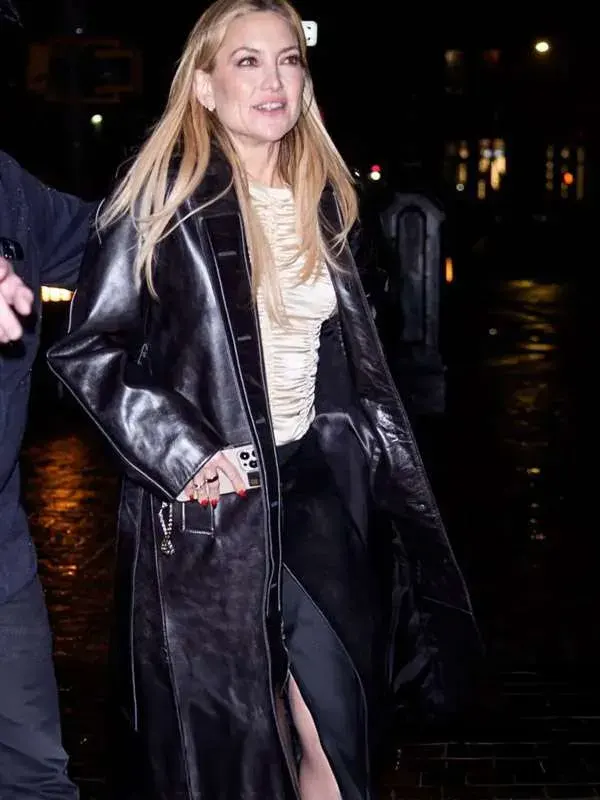 NYC 2026 Kate Hudson Leather Coat