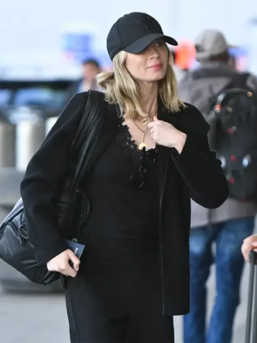 NYC Airport Emily Blunt Black Jacket