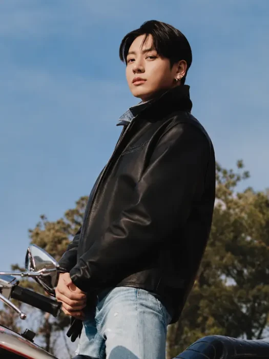 NYC Campaign 2026 Jungkook Black Leather Jacket