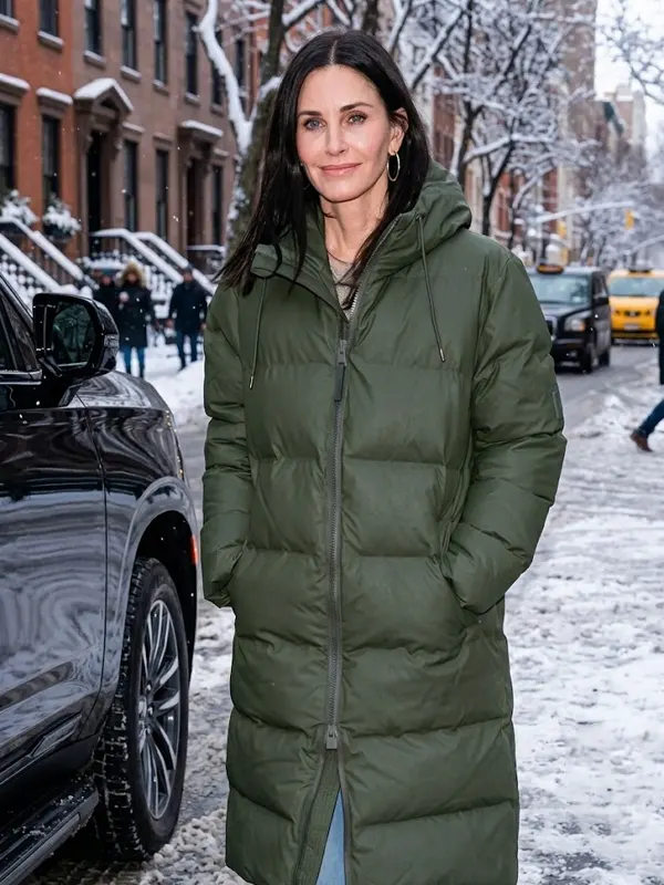 NYC Courteney Cox Green Puffer Coat
