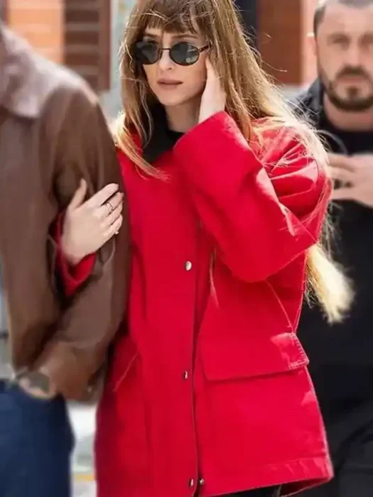 NYC Dakota Johnson Red Cotton Jacket