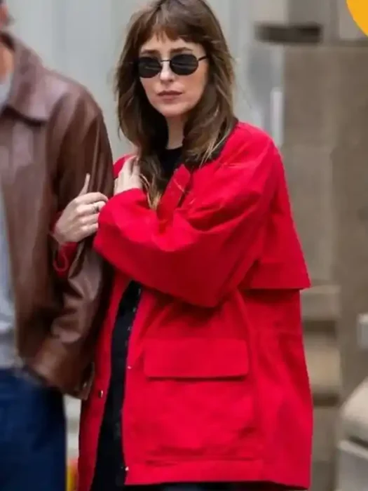 NYC Dakota Johnson Red Jacket