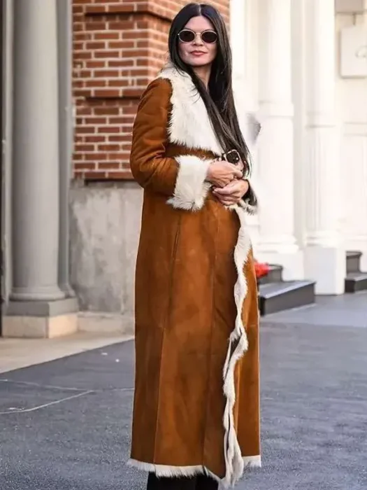 NYC Danielle Vasinova Fur Trim Suede Coat