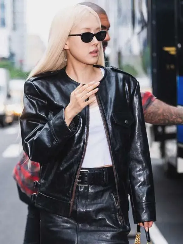 NYC Rosé Black Leather Jacket