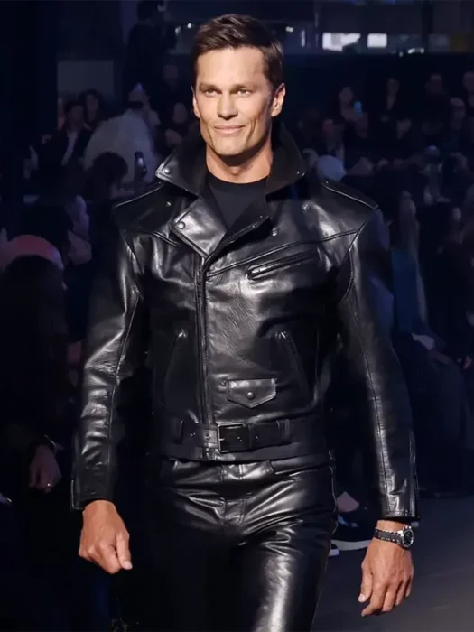NYC Tom Brady Catwalk Black Leather Jacket