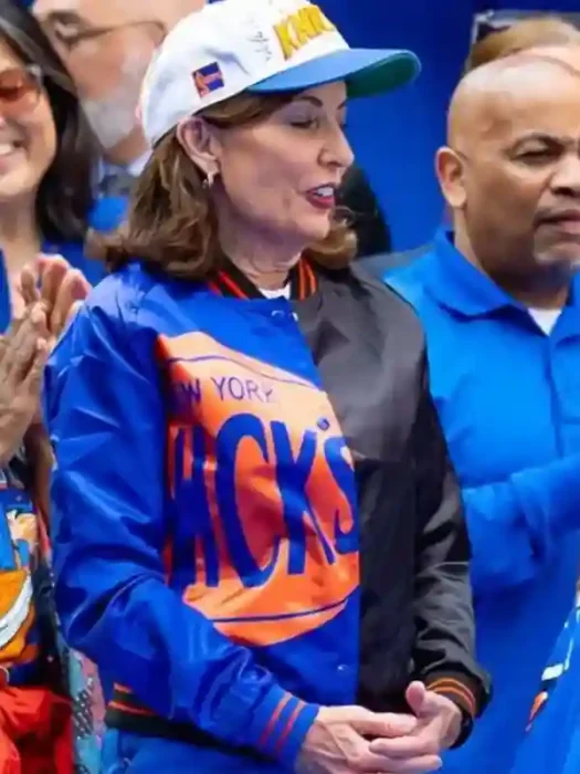 New York Knicks Championship Parade Kathy Hochul Bomber Jacket