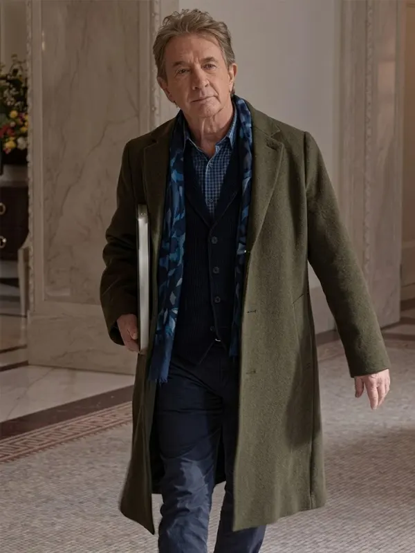 Oliver Putnam Only Murders in the Building 2025 Martin Short Green Wool Long Coat