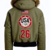 Olympic 2026 Team USA 26 Green Jacket Back